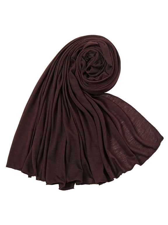 180x80cm Hijab Scarf Soft Headscarf Scarves, Easy to Wear Turban Wrap for Sports, Travel,Dark Brown