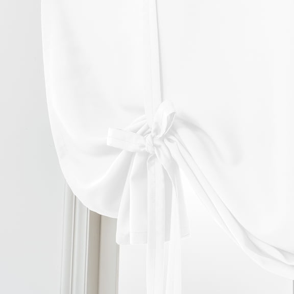 Namzi 1PC White Blackout Curtain, Tie Up Curtain with Rod Pocket, Kitchen/Bathroom Curtain Window Valance, 100*120cm for Home Window Decor