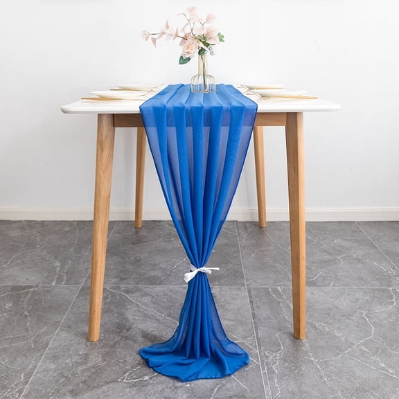 Namzi 1Pack Chiffon Table Runner 28.3*120 Inch Long Table Runners for Party Wedding Fall Decorations-Royal blue