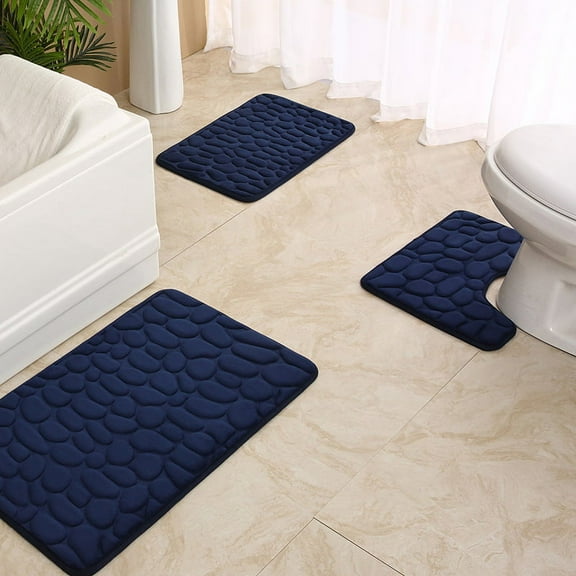 Namzi 1Pcs Three-piece sponge bath mat, 3 Piece Soft and Comfortable Bath Mat Include Toilet Lid Cover, Non-Slip Absorbentb Rugs(grey