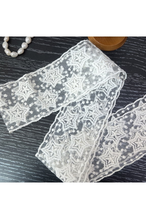 2 PCS Long Narrow Floral Lace Ribbon Neck Scarf Choker Head Hair Band Belt-N05