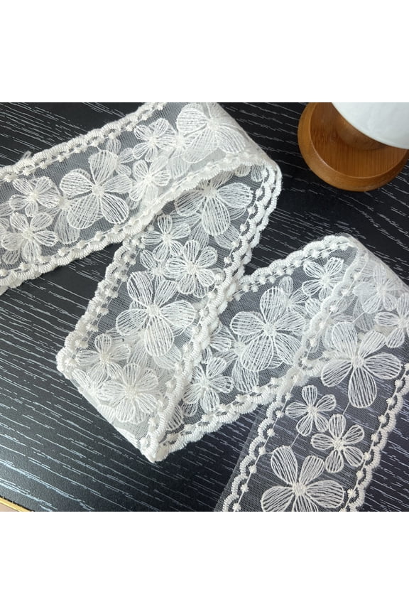 2 PCS Long Narrow Floral Lace Ribbon Neck Scarf Choker Head Hair Band Belt-N13