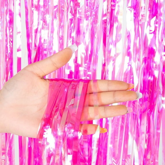 Namzi 2 Pack Photo Booth Backdrop Foil Transparent Rainbow Film Curtain Tinsel Backdrop Environmental Background for Birthday Party, Wedding, Graduation, Christmas DecorationsRose
