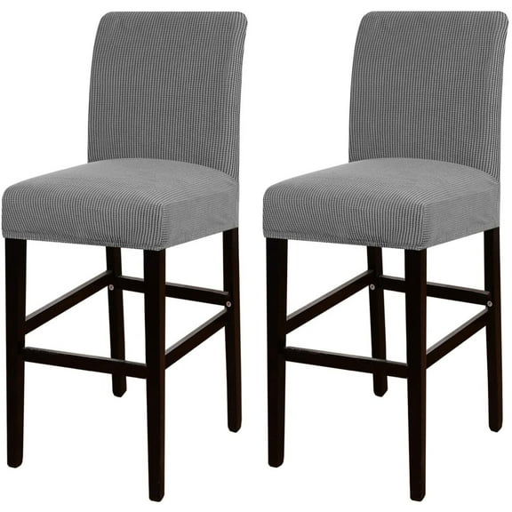 Namzi 2 Pack Stretch Bar Stool Covers Pub Counter Stool Chair Covers with Back Washable Barstool Seat Slipcover with Elastic Bottom (Grey)