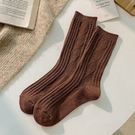 Namzi 2 Pairs Brown Wool Hiking Socks for Work & Winter