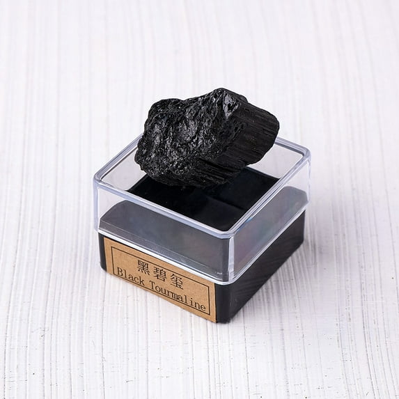 Namzi 2-piece black natural raw stone ore specimen set, crystal mineral children's science popularization teaching gift ornament