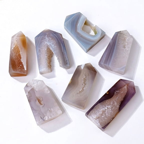 Namzi 2 pieces of natural crystal cave crystal pillar ornaments, each weighing 30-50g, colored natural raw stone single pointed square prism home demagnetization decoration ornaments