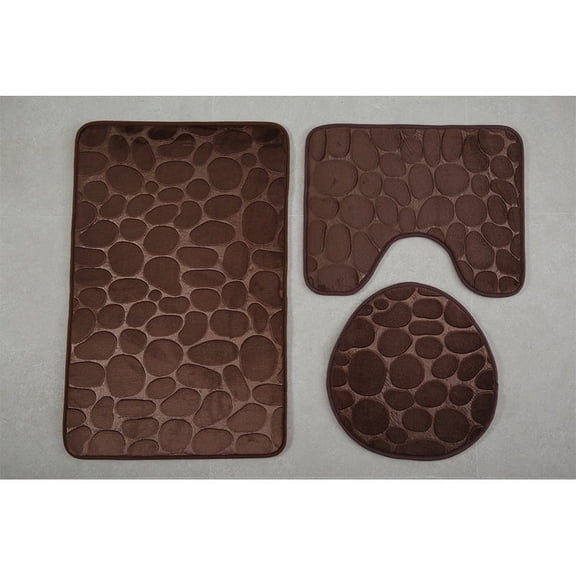 Namzi 2 sets Stone bathroom three-piece suite, Toilet Three-piece Set Toilet Pads Clean And Reuse Water Absorbent Bathroom Mat For Shower (brown)