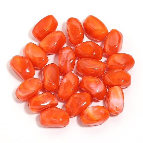 Namzi 20-Piece Acrylic Beads Set Irregular Nugget Shape Spacer Beads for DIY Necklace, Bracelet Jewelry Making,Orange