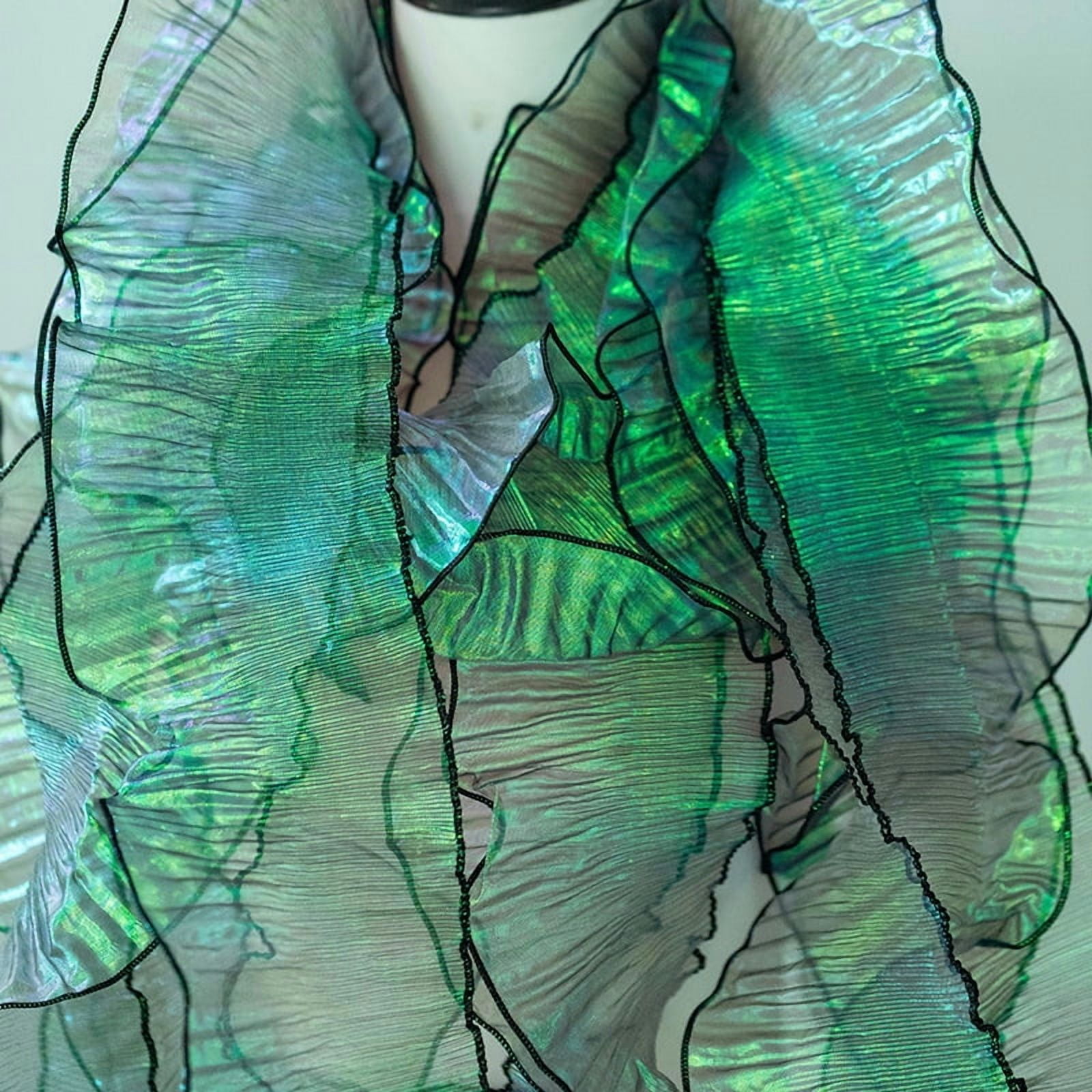 Namzi 20 Yards of Organza Pleated Lace Trimmings 4.72 Inches Wide,Ruffled Fabric for Clothing Accessories,Formal Dresses,Stage and Performance Costumes,Green A