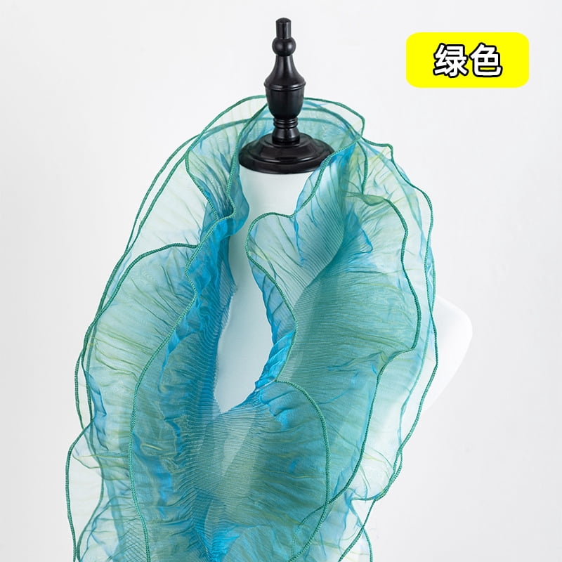 Namzi 20 Yards of Organza Pleated Lace Trimmings 4.72 Inches Wide,Ruffled Fabric for Clothing Accessories,Formal Dresses,Stage and Performance Costumes,Green