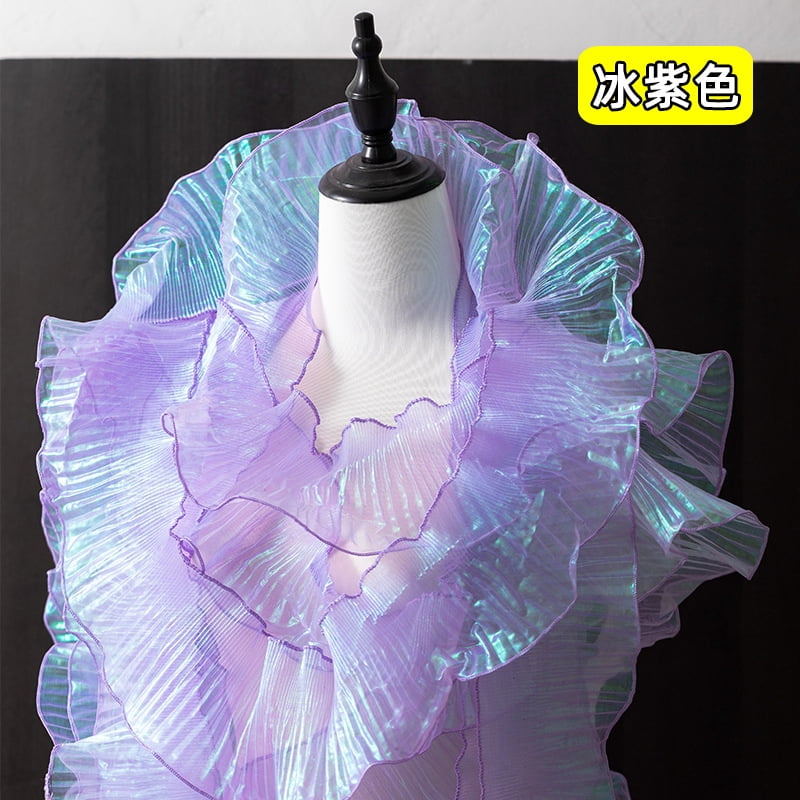Namzi 20 Yards of Organza Pleated Lace Trimmings 4.72 Inches Wide,Ruffled Fabric for Clothing Accessories,Formal Dresses,Stage and Performance Costumes,Purple