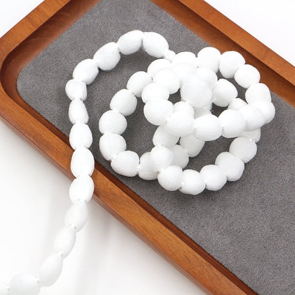 Namzi 20 Yards of Plush Round Ball Lace Trimmings,0.32 Inches Wide,White Pompom Trim for Clothes,Hats,Cuffs,Hair Accessory,Pillowcases and Home ecoration