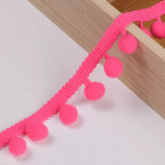 Namzi 20 Yards Pom Fringe Trim,Mini Ball Tassel,0.98inch Wide Soft Pompom Fringed Ribbon,E11