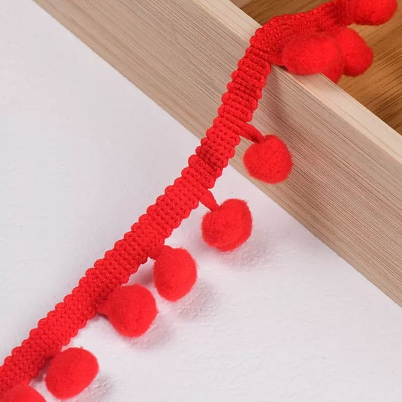 Namzi 20 Yards Pom Fringe Trim,Mini Ball Tassel,0.98inch Wide Soft Pompom Fringed Ribbon,E15