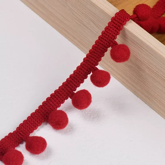 Namzi 20 Yards Pom Fringe Trim,Mini Ball Tassel,0.98inch Wide Soft Pompom Fringed Ribbon,E16