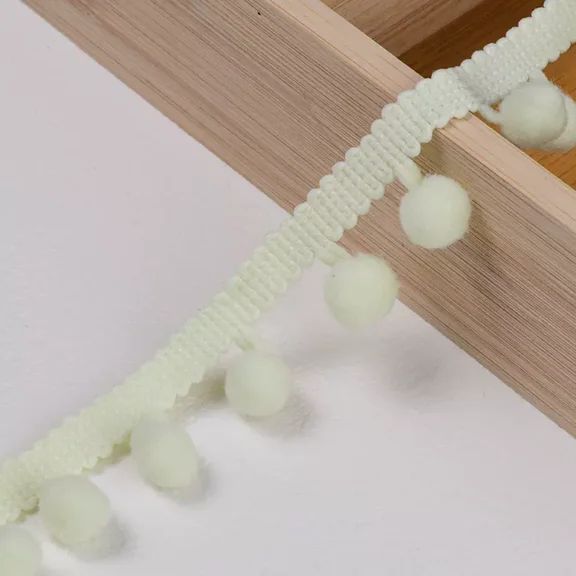 Namzi 20 Yards Pom Fringe Trim,Mini Ball Tassel,0.98inch Wide Soft Pompom Fringed Ribbon,E21