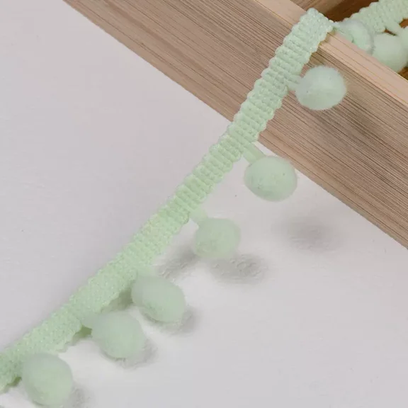 Namzi 20 Yards Pom Fringe Trim,Mini Ball Tassel,0.98inch Wide Soft Pompom Fringed Ribbon,E22
