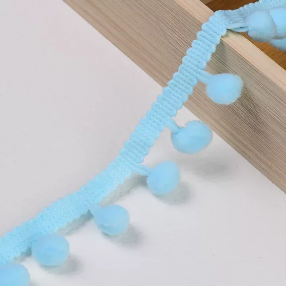 Namzi 20 Yards Pom Fringe Trim,Mini Ball Tassel,0.98inch Wide Soft Pompom Fringed Ribbon,E35