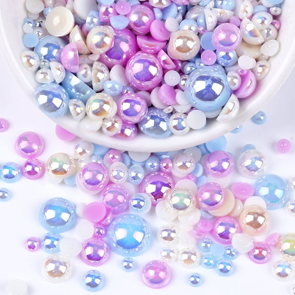Namzi 20g Flat Back Pearl Beads Assortment 3-10mm DIY Half Round Resin Pearls for Nail Art,Jewelry Making,Crafts,Decoration,B08