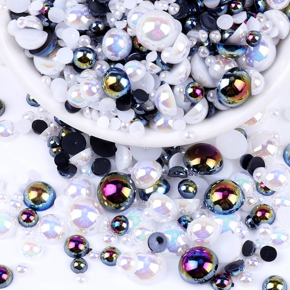 Namzi 20g Flat Back Pearl Beads Assortment 3-10mm DIY Half Round Resin Pearls for Nail Art,Jewelry Making,Crafts,Decoration,B21