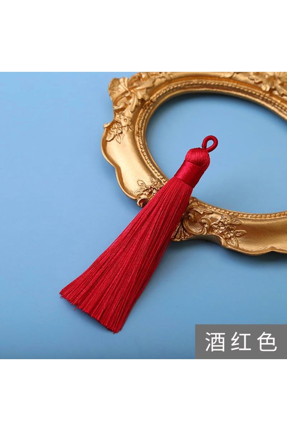 20pcs Polyester Tassels with Loop, 9cm Total Length, 0.8cm Diameter, Mini Tassel Charms for DIY Jewelry, Bookmark, Keychain and Accessory Making Supplies, Wine Red