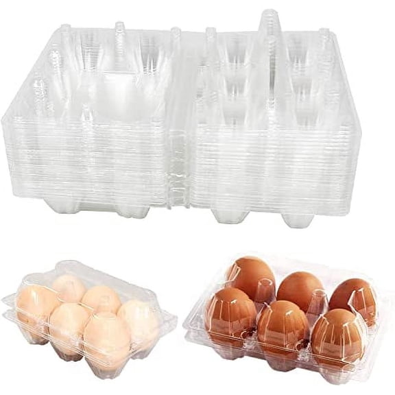 Namzi 25 Pack Egg Cartons for 6 Eggs, Plastic Egg Holder Carrier Egg Storage Container Perfect for Home Kitchen Farm Markets Display