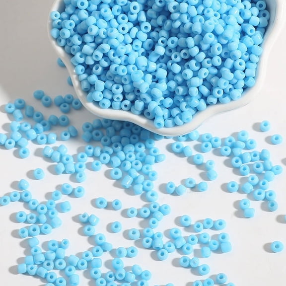 Namzi 2mm Opaque Lake Blue Glass Seed Beads 30g Approx 2000 Pcs Small Solid Color Loose Beads for DIY Jewelry Making, Bracelet, Necklace, Earring, Hair Accessories, Crafts