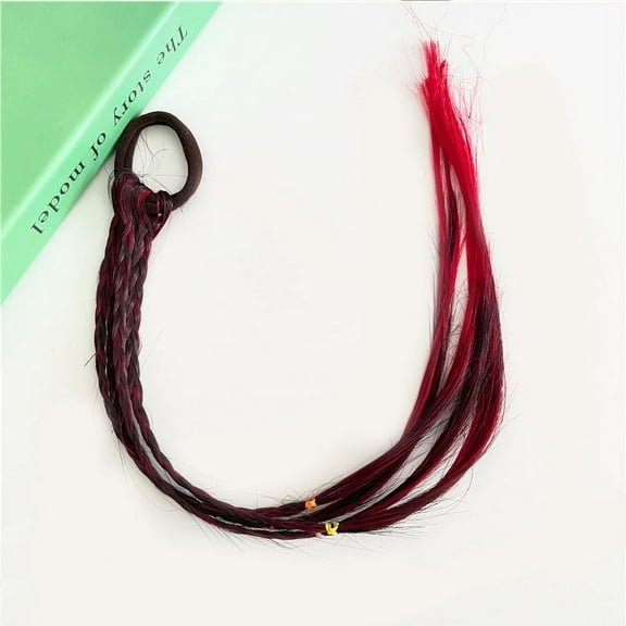 Namzi 2pcs Colored Braids Hair Extensions with Rubber Bands Rainbow Braided Synthetic Hairpieces Ponytail Hair Accessories for Women Kids Girls Party Cosplay Dress Up,A06