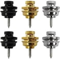 thumbnail image 1 of Namzi 3 Pair Guitar Strap Lock Set Heavy Duty Metal Button Security Straplock Quick Release Strap Retainer System (Gold Silver Black) For Electric Acoustic Guitar, Bass, Ukulele, 1 of 5