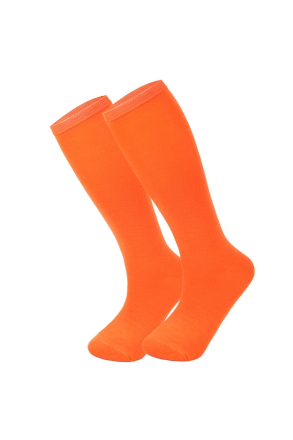 3-Pair Knee High Athletic Socks - One Size Fits Most, Knee High Sports Socks for Baseball Football, Soft Cotton-Polyester Spandex Blend Socks,Orange