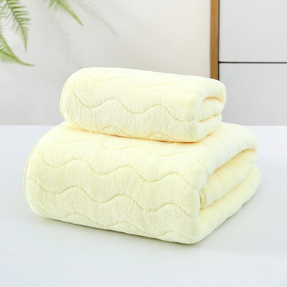 Namzi 3 Pcs yellow Body Wash Cloth, 70*140cm Coral Fleece Towels & Washcloths, Ultra Soft Highly Absorbent Towel Wash Cloth Set for Body Face Cleansing, Bathroom Gym Travel Use