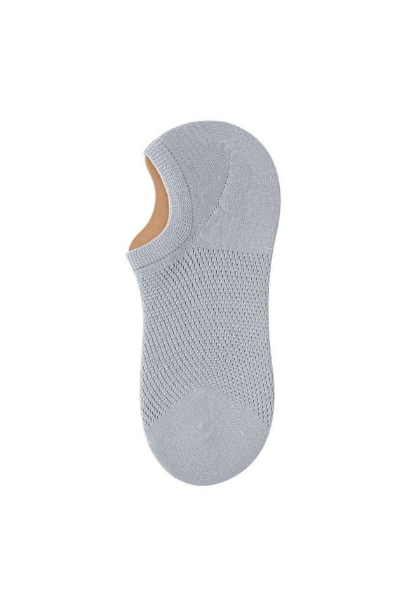 3 pairs of Men's No Show Socks Non-Slip Silicon Grip Moisture Wicking Low Cut Invisible Casual SocksLight Grey