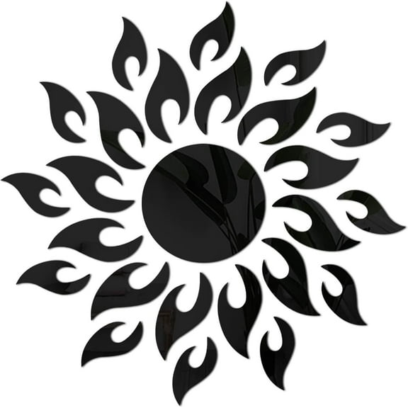 Namzi 3D Sunflower Mirror Wall Stickers Acrylic Mirror Wall Decals Self Adhesive DIY Wall Decor for Living Room Bedroom TV Background Home Decoration, Black