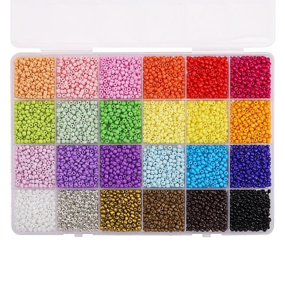 Namzi 3mm 24 Colors Glass Seed Beads Set, 156g Approx 5200 Pcs Colorful Mixed Beads for DIY Jewelry Making, Bracelet Necklace Earring Headwear Craft Supplies, Assorted Colors 7
