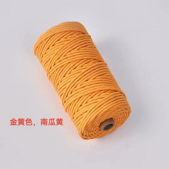 Namzi 3mm Cotton Polyester Blended Rope, Cotton Rope Yarn Durable Craft Cord, Flexible Cotton Craft Cord for Handmade Projects, Soft DIY Knitting String, Length 10 Yards,Gold Yellow