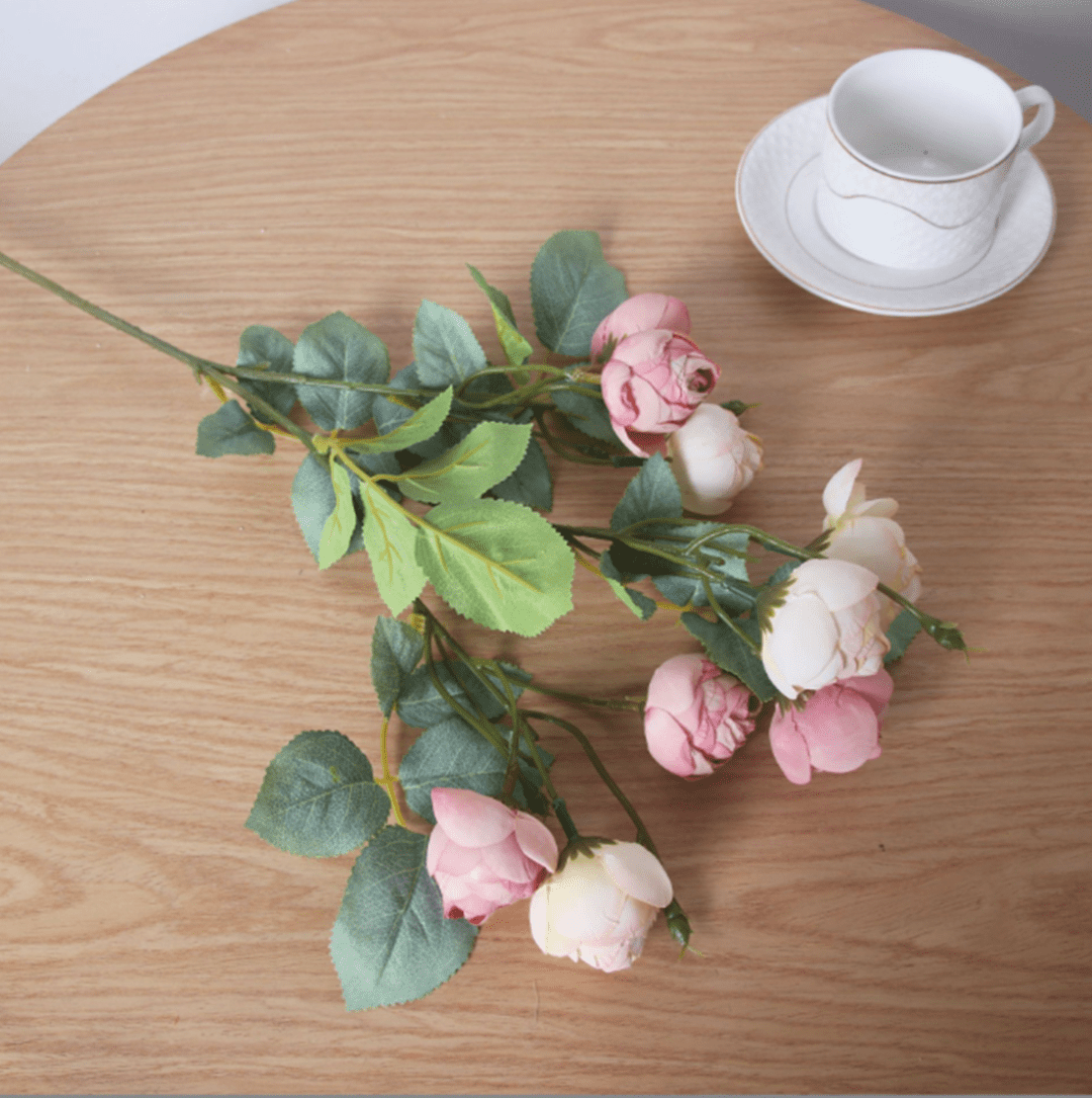 Namzi 3pcs Nine Headed Rose Bud Artificial Flowers, Fake flowers ...