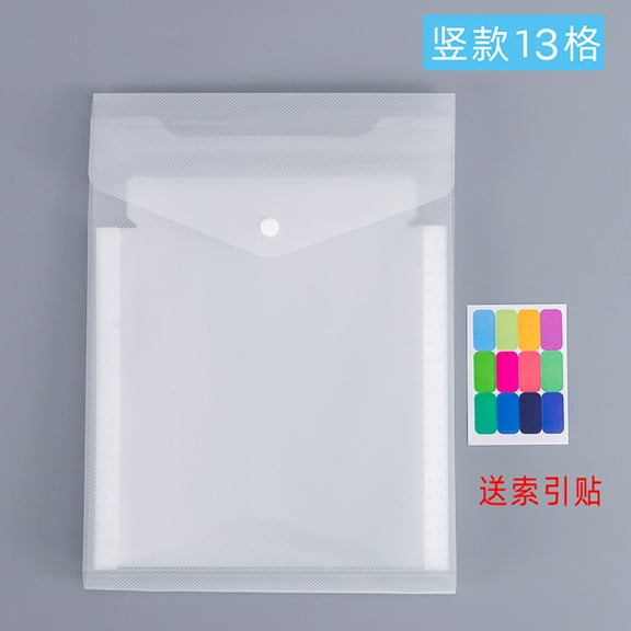 Namzi 5 Pack 13 Pockets Clear Document Folders Plastic Envelopes Poly Envelopes File Envelopes with Label Pocket and Snap Button for Home Work Office Organization, Letter Size/A4 Size, White