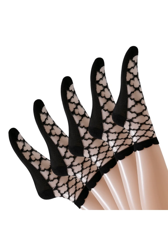 5 Pair Lace Socks, Crystal Tulle Summer Socks,L02