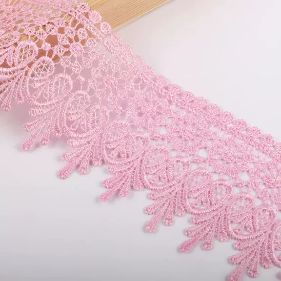 Namzi 5 Yard Floral Lace Edge Trim 9cm Wide Ribbon Edging Trimmings Wedding Dress Embellishment-Pink