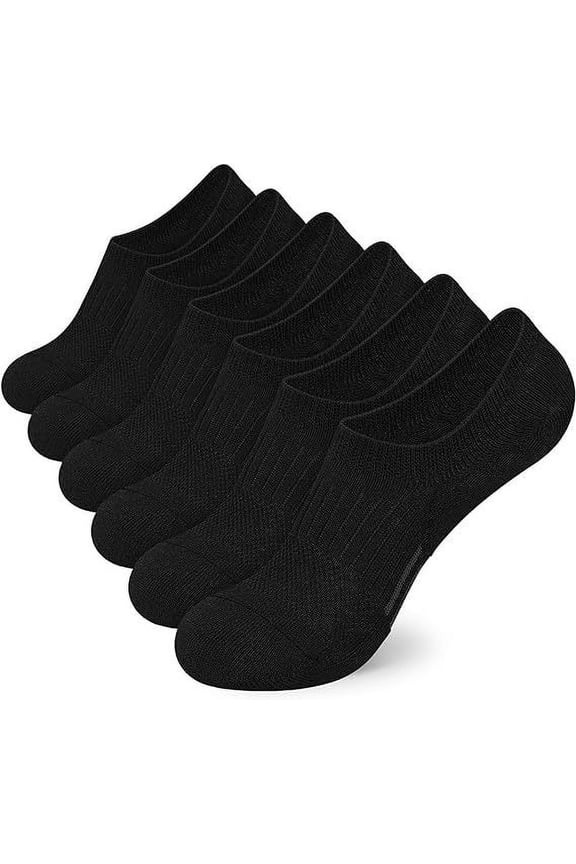 5 pairs of Men's No Show Socks Non-Slip Silicon Grip Moisture Wicking Low Cut Invisible Casual SocksBlack