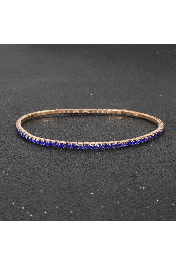 5 pcs Rhinestone Bracelet Crystal Bracelet Beaded Stretch Strand Stacked Bracelet-Blue