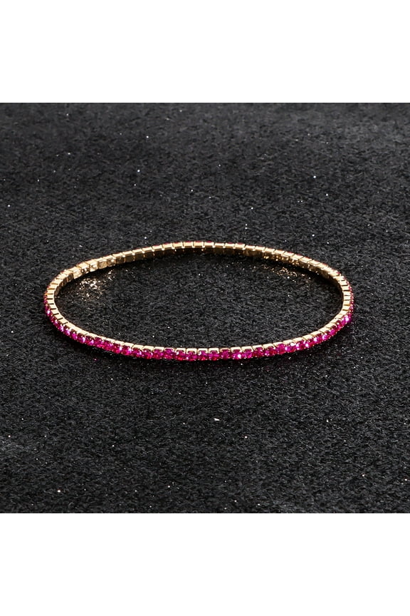 5 pcs Rhinestone Bracelet Crystal Bracelet Beaded Stretch Strand Stacked Bracelet-Dark Pink