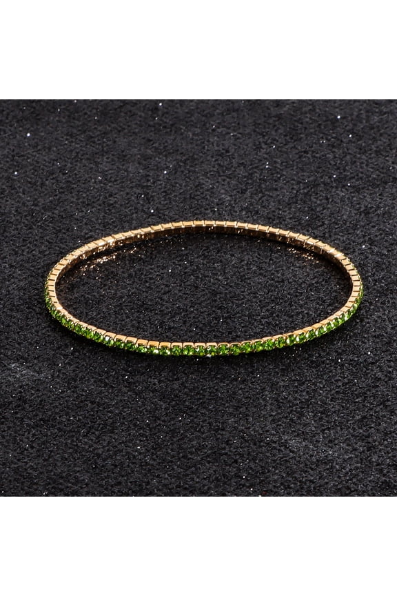 5 pcs Rhinestone Bracelet Crystal Bracelet Beaded Stretch Strand Stacked Bracelet-Light Green