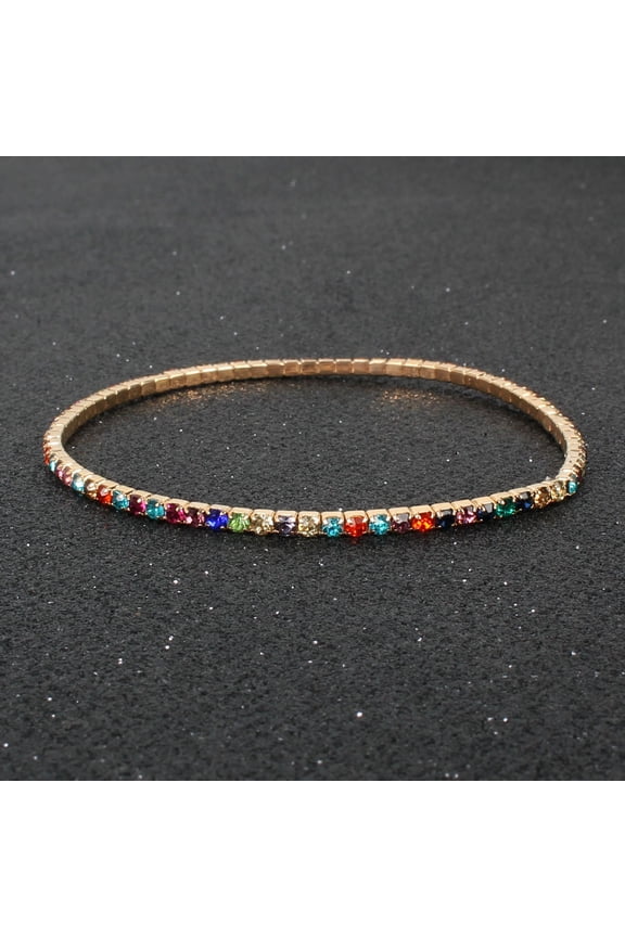 5 pcs Rhinestone Bracelet Crystal Bracelet Beaded Stretch Strand Stacked Bracelet-Multicolour