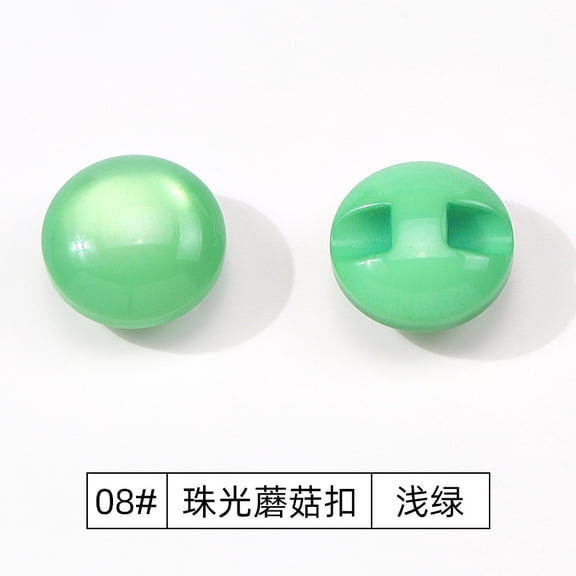 Namzi 50 PCS Round Pearlescent Resin Buttons,0.43in Mushroom Decorative Button for Hand Stitched Shirts,Sweater,Woolen Coats and Trench Coats Sewing Fasteners,Light Green