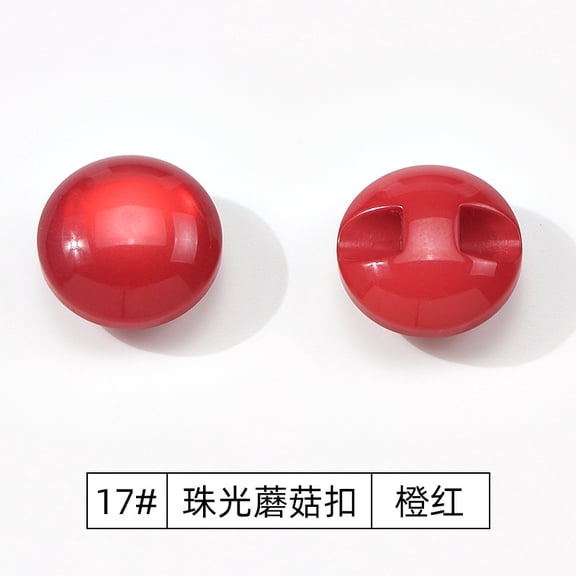 Namzi 50 PCS Round Pearlescent Resin Buttons,0.43in Mushroom Decorative Button for Hand Stitched Shirts,Sweater,Woolen Coats and Trench Coats Sewing Fasteners,Red A
