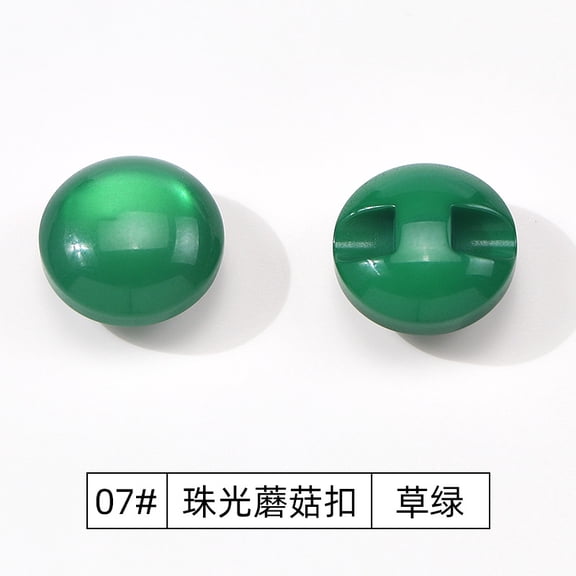 Namzi 50 PCS Round Pearlescent Resin Buttons,0.59in Mushroom Decorative Button for Hand Stitched Shirts,Sweater,Woolen Coats and Trench Coats Sewing Fasteners,Grass Green