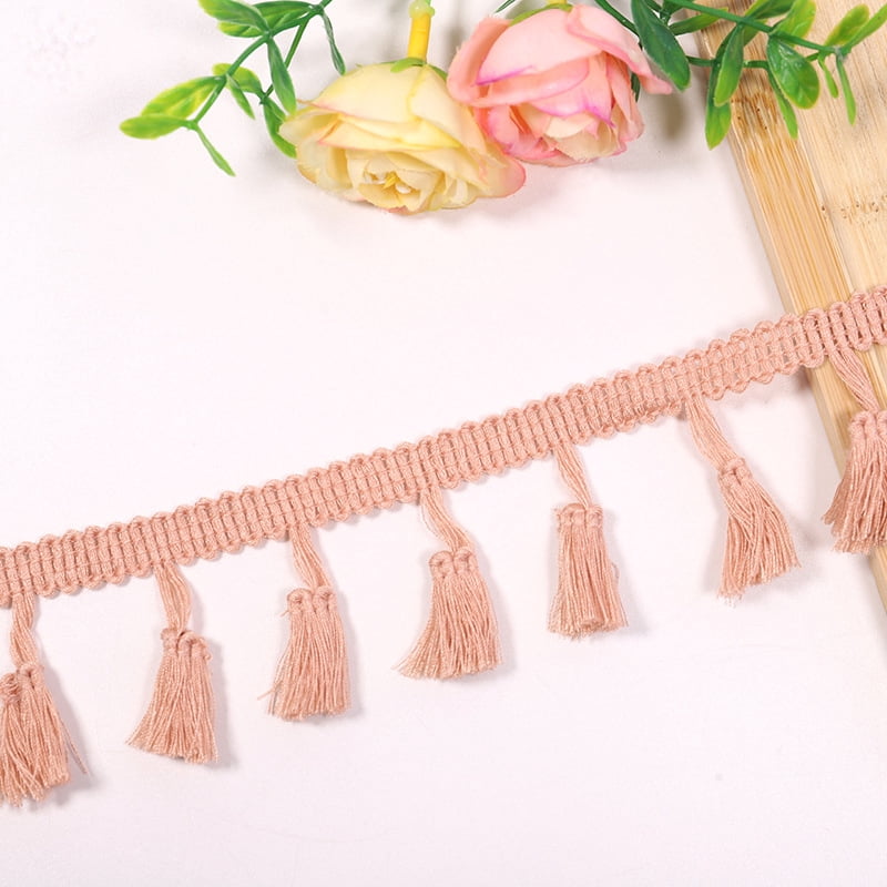 Namzi 50 Yd*1.57 In Tassel Lace Trimmings,Lace Trim for DIY Handcrafted Accessories,Add Decorative Edge to Tablecloth,Pillowcases,Curtains,Apricot Pink