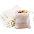 thumbnail image 1 of Namzi 50Pcs Natural Cotton Drawstring Bags, 3 x 4 Inch Reusable Muslin bags, Gift Sachet Tea Bags Jewelry Pouch for Party Wedding Home Storage, 1 of 5
